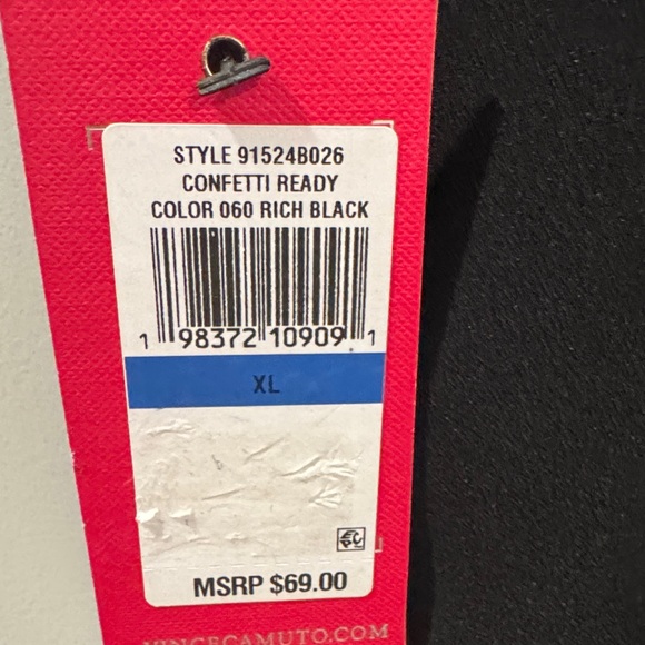 Vince Camuto Black V-Neck Blouse w/ Silver Trim | Size XL | Elegant & Flowy - Picture 6 of 6